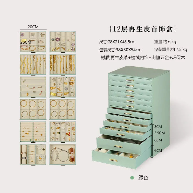 12-Layer European Jewelry Organizer Box – Rings, Necklaces & More Jewelry Organizer Box SWANS