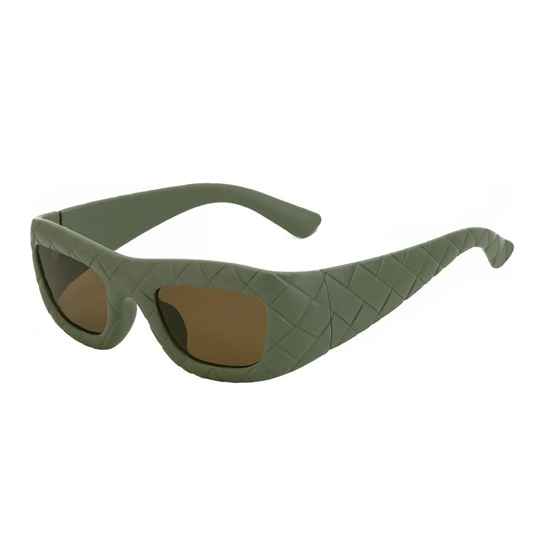 Y2K Big Frame Rhombus Sunglasses UV400 Punk Vintage Style Fashion Sunglasses SWANS Green Tea As the photo