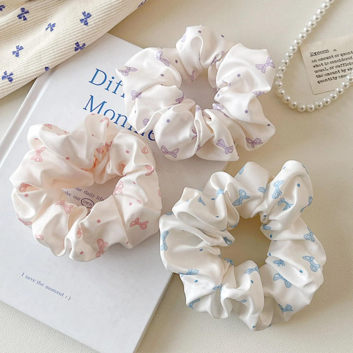 Sweet Bow Satin Scrunchie – Cute Elastic Hair Tie for Girls Satin Hair Scrunchie SWANS