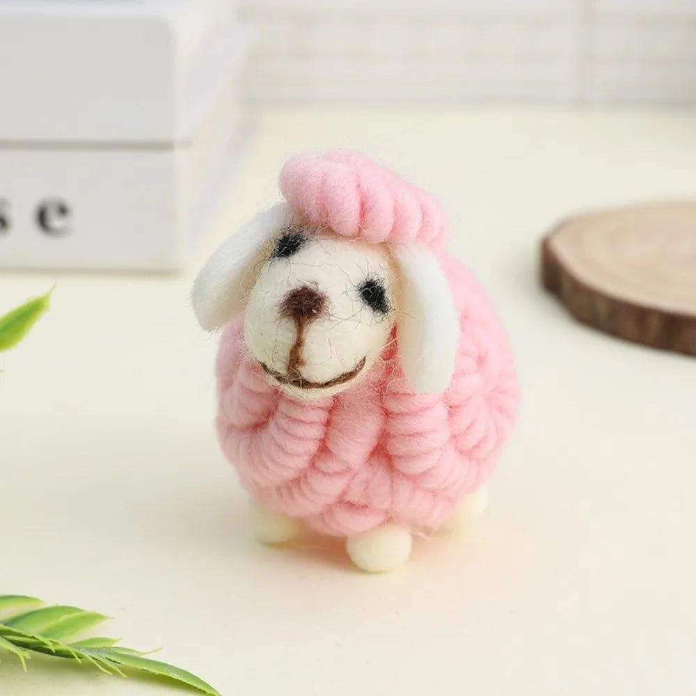 Wool Felt Christmas Sheep Figurine – Nordic Cartoon Decor Christmas Figurine SWANS Pink