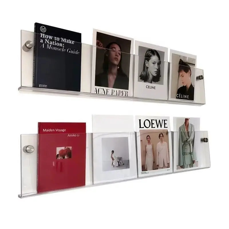 Acrylic Wall-Mounted Magazine & Book Storage Rack – Transparent Wall Storage Rack SWANS