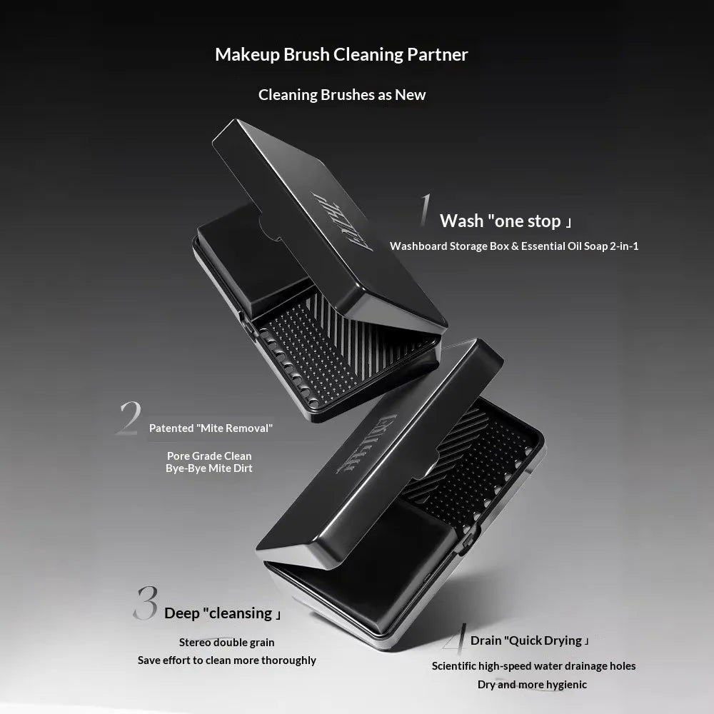 Makeup Brush Cleaning Set – Scrubber Mat, Soap & Dry Box Brush Cleaning Set SWANS