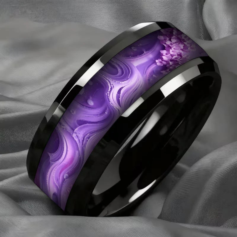 Starry Night Stainless Steel Unisex Black Ring | Sizes 7–13 Fashion Ring SWANS