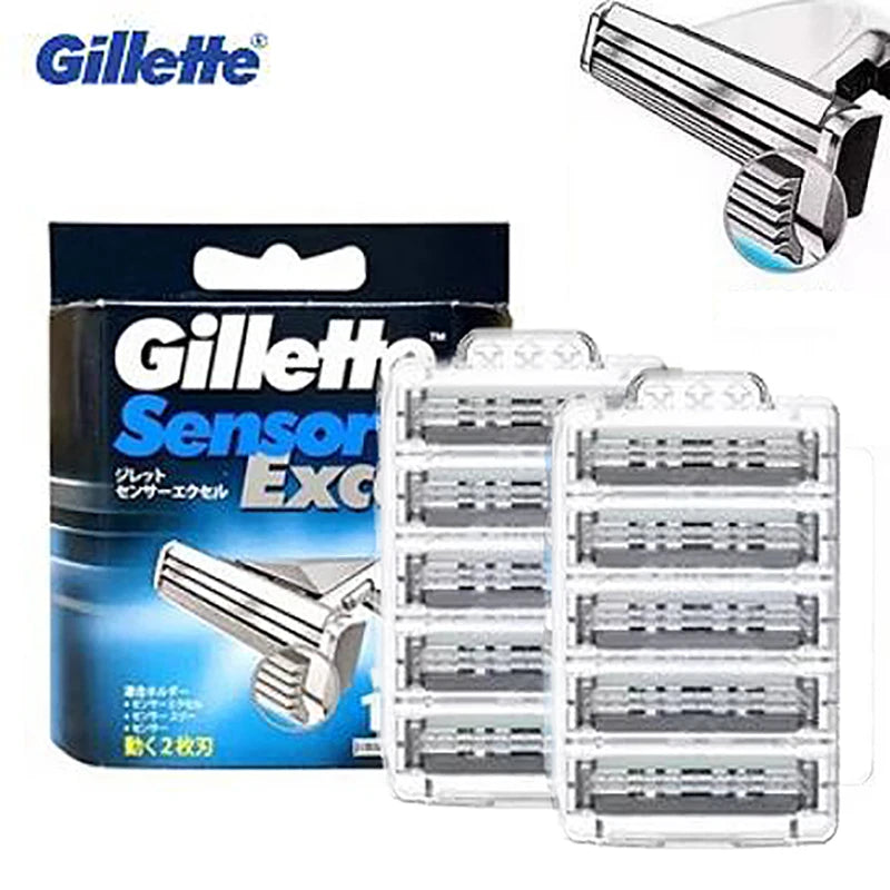 Gillette Sensor Excel Replacement Razor Cartridges – Twin Blade Razor Blade Cartridges SWANS 10pcs