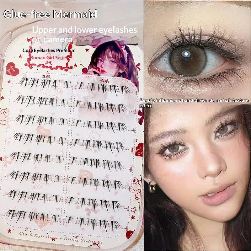 No-Glue Lower Lash Clusters – Natural Volume 4–8mm False Eyelash Clusters SWANS Thick C