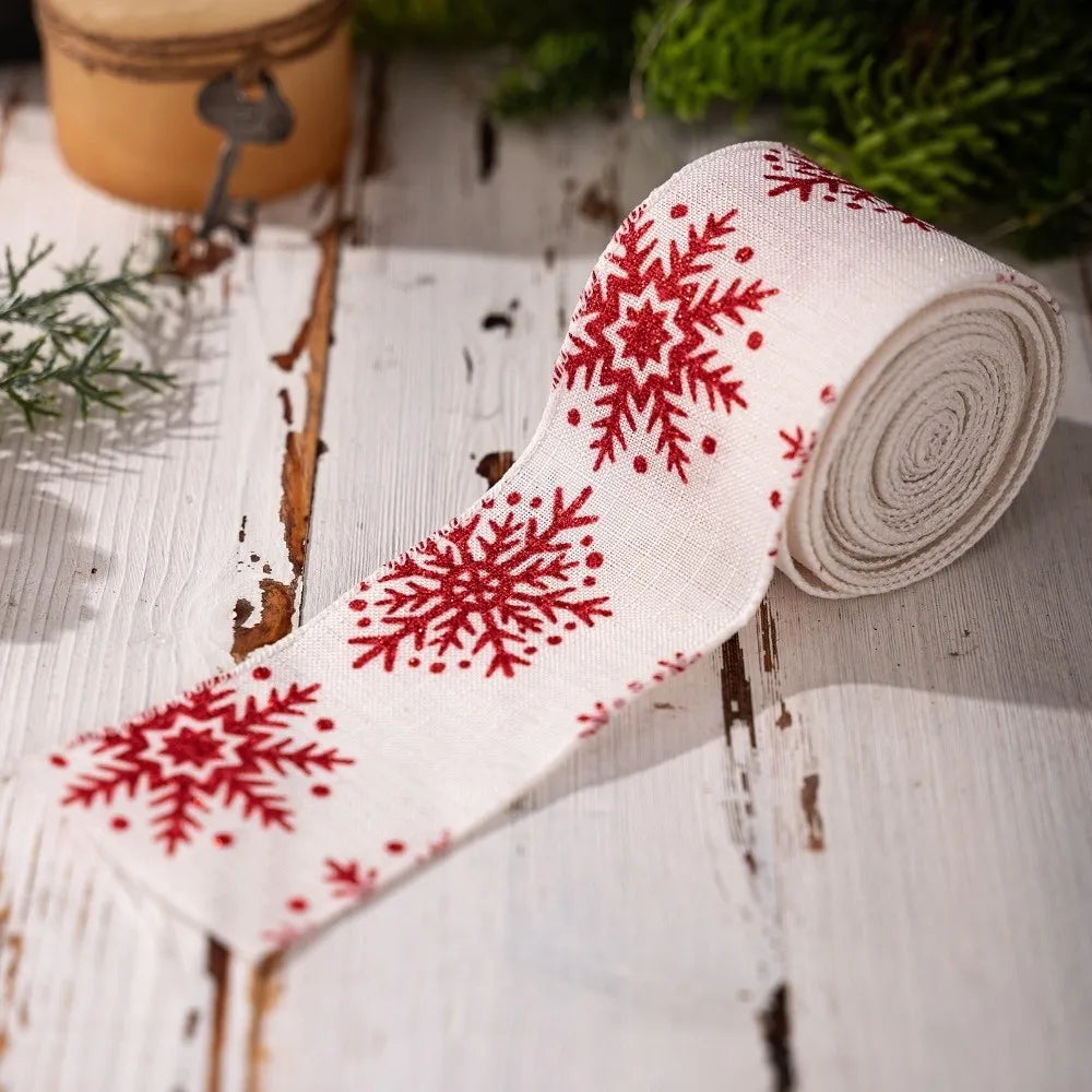 Imitation Linen Christmas Ribbon – Burlap Bow & Wreath DIY Christmas Craft Ribbon SWANS 04