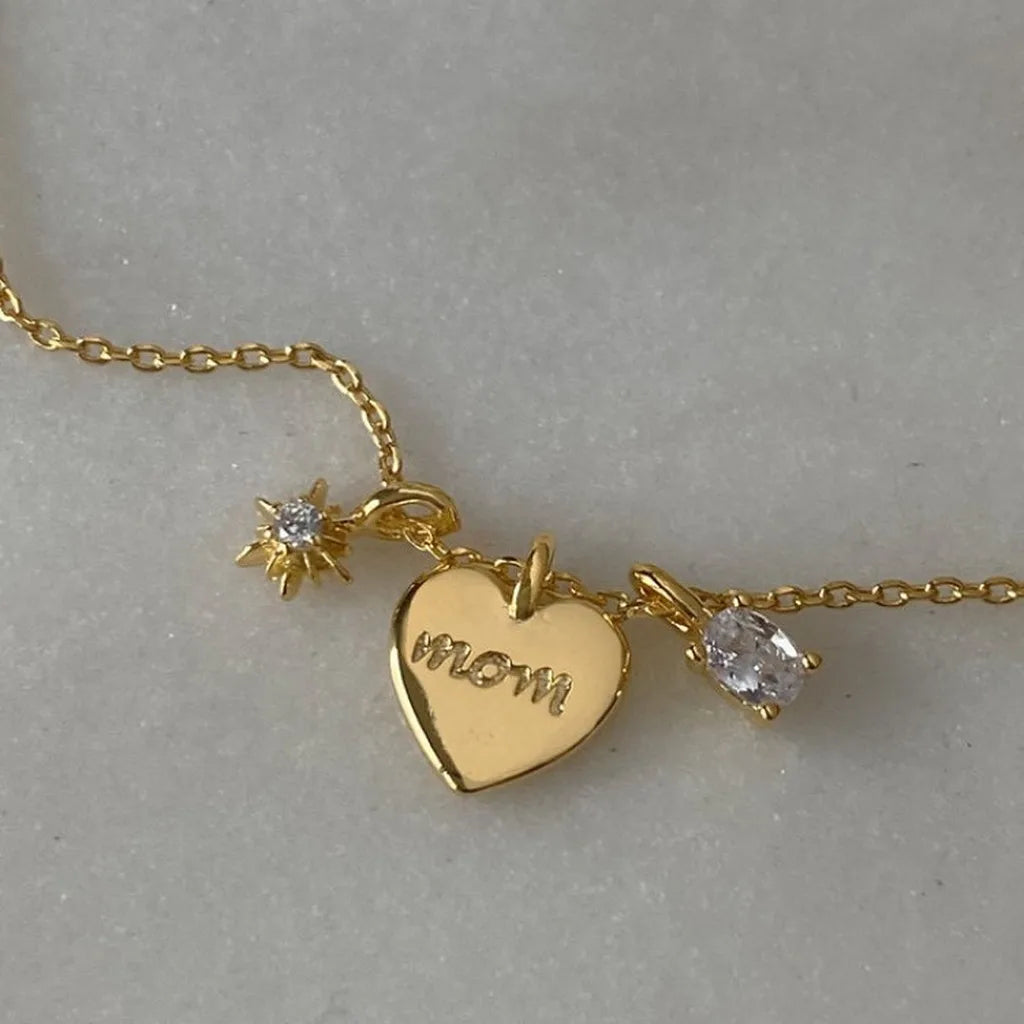 Mom Heart Locket Necklace – Copper Zircon Mother's Day Gift Locket Pendant Necklace SWANS