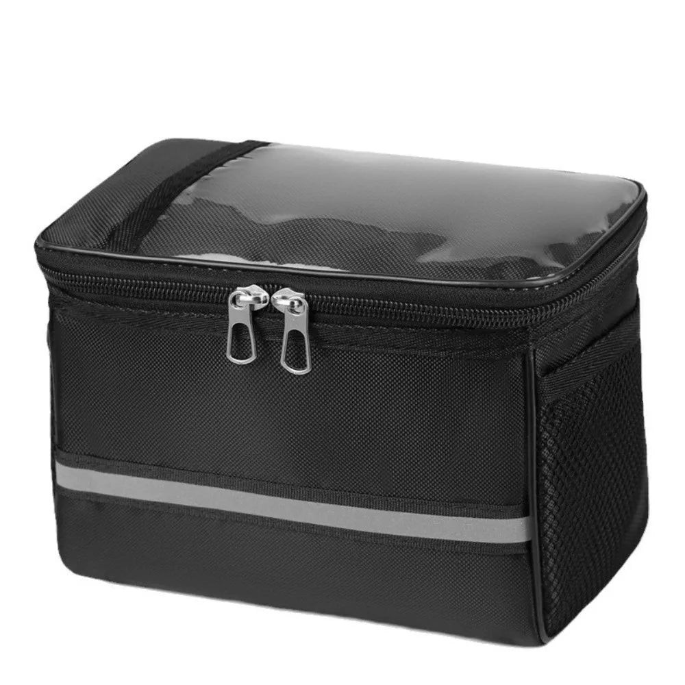 Waterproof Bike Handlebar Bag – Large Capacity Front Tube Bag Bicycle Handlebar Bag SWANS Black