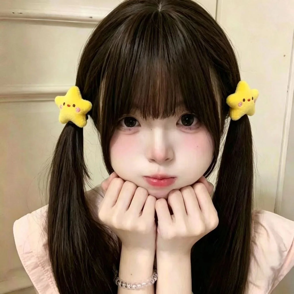 2PCS Kawaii Plush Star Hair Ties – Cute Elastic Hair Bands Plush Hair Ties SWANS