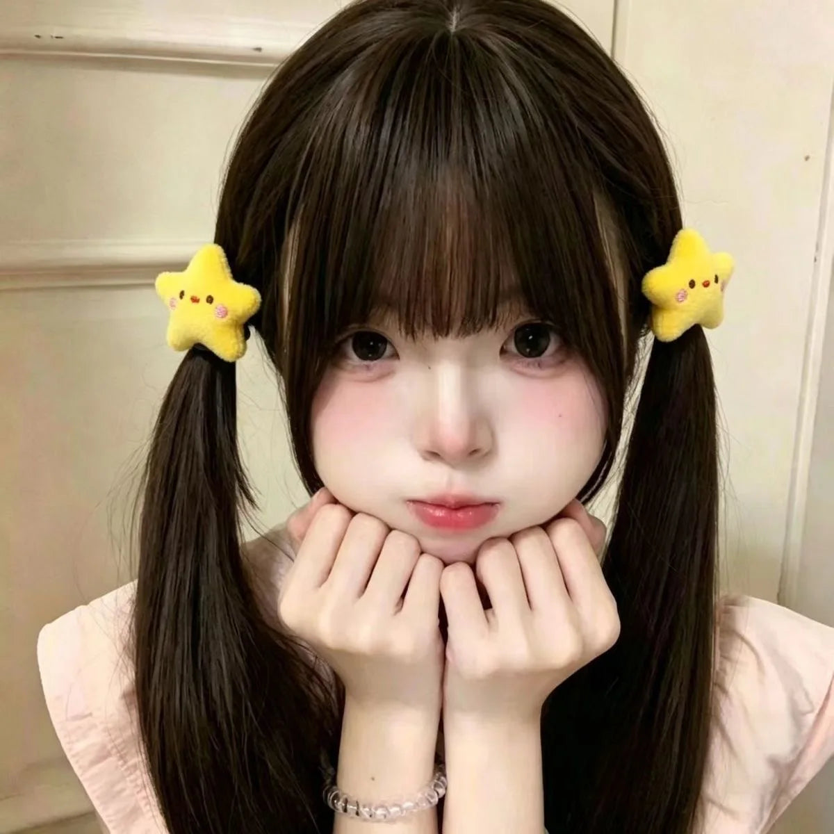 2PCS Kawaii Plush Star Hair Ties – Cute Elastic Hair Bands Plush Hair Ties SWANS