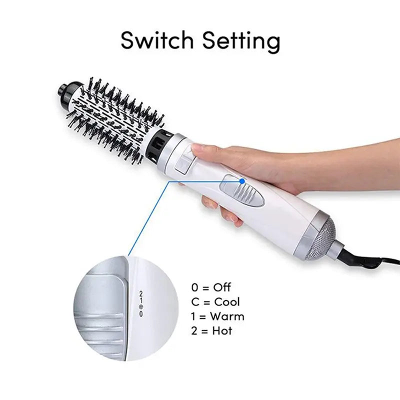 2-in-1 Rotating Hot Air Brush & Straightener Volumizer – EU Hot Air Styling Brush SWANS