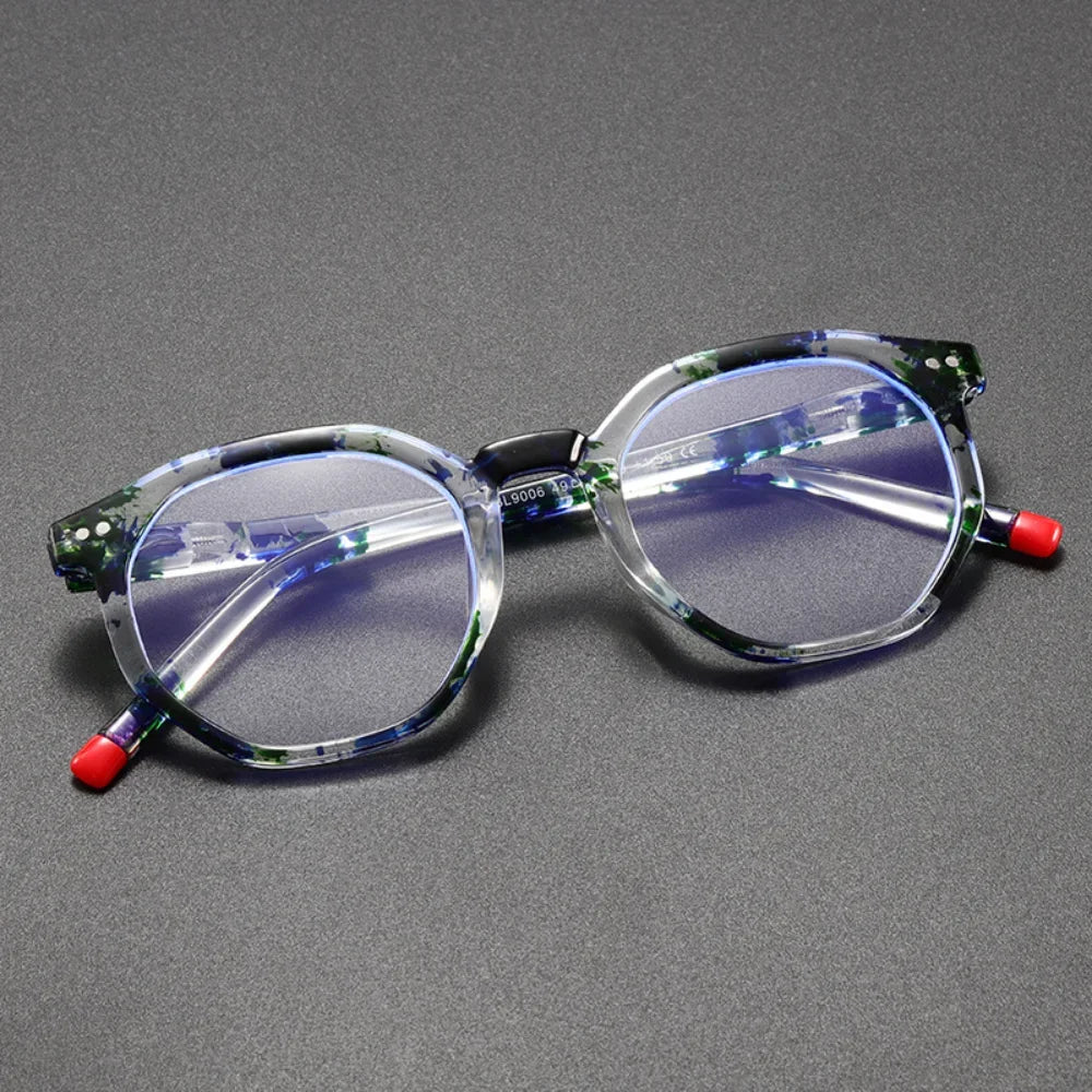 Women's Polygon Reading Glasses Anti Blue Light +1.0–+4.0 Reading Glasses SWANS Blue green-150
