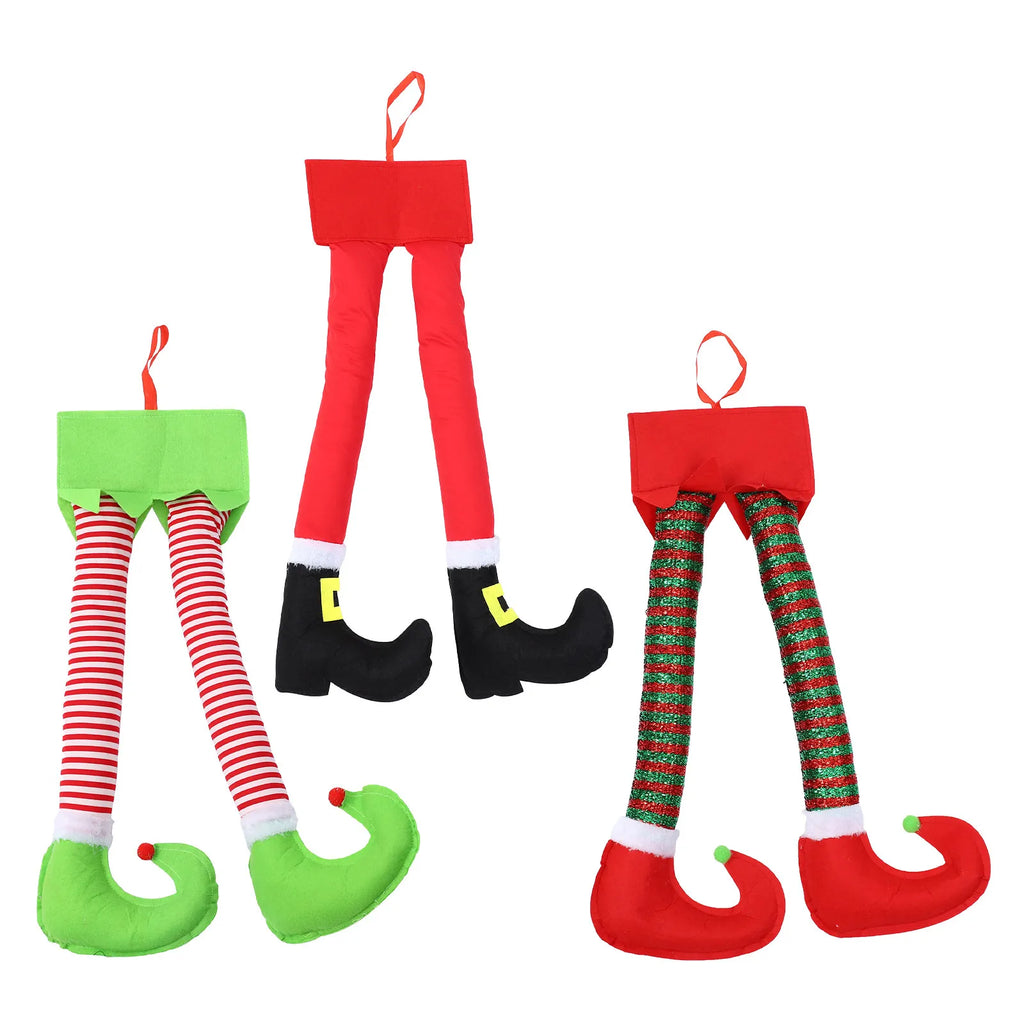 3-Pack Stuffed Christmas Elf Leg Ornaments 17.3" – Holiday Decor Christmas Elf Ornaments SWANS
