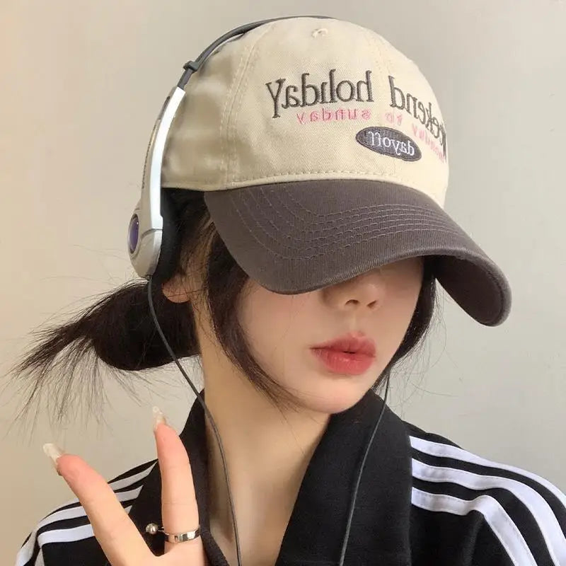 Y2K Patchwork Baseball Cap – Letter Embroidery Snapback Hat Baseball Cap SWANS