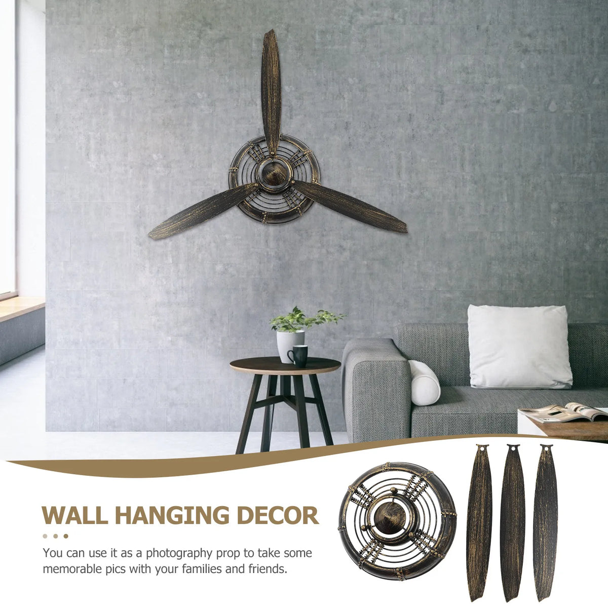 Vintage Iron Propeller Wall Decor – Retro Industrial Pendant Wall Decor Ornament SWANS