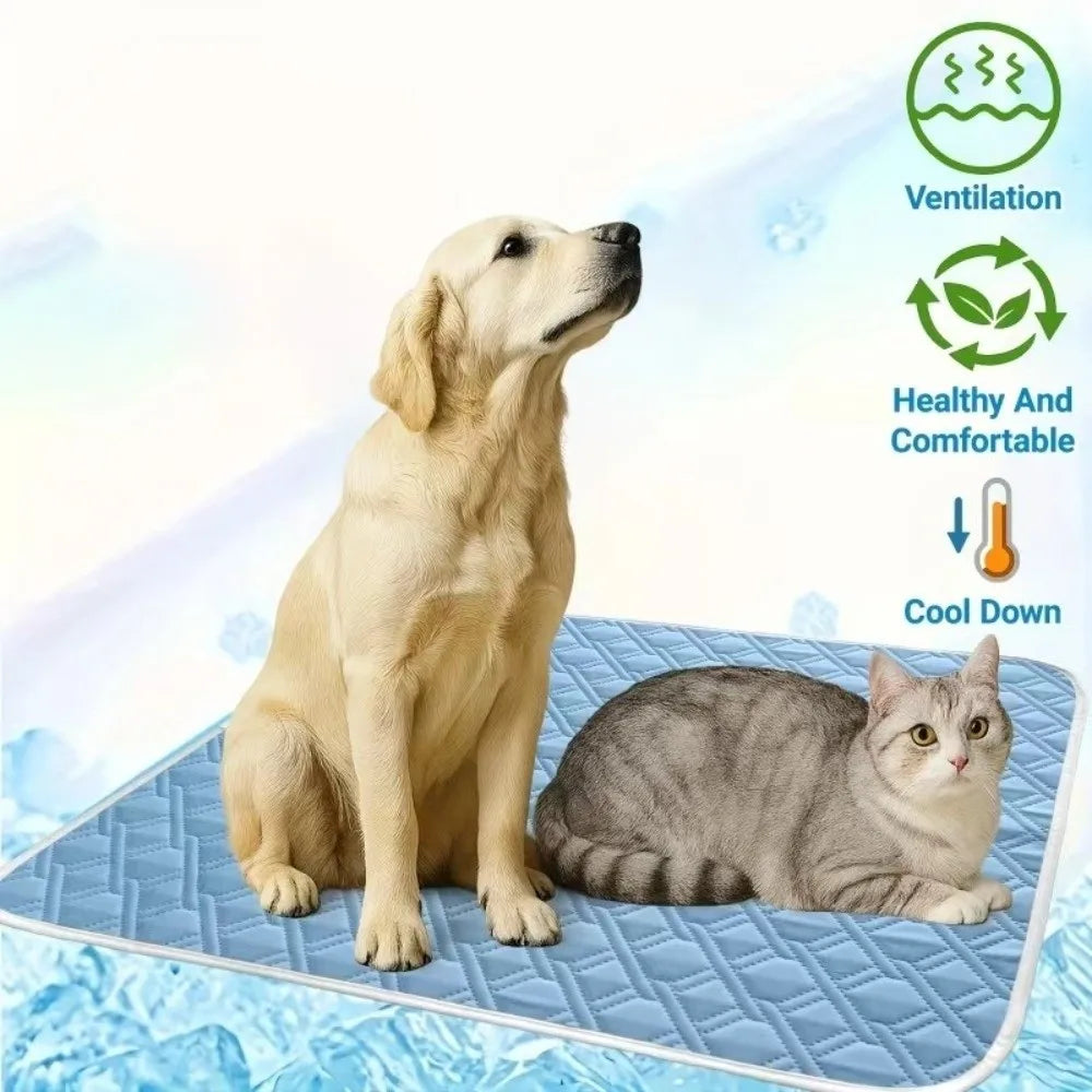 Dog Cooling Mat – Ice Fabric Bed Pad for All Dog Sizes Pet Cooling Mat SWANS