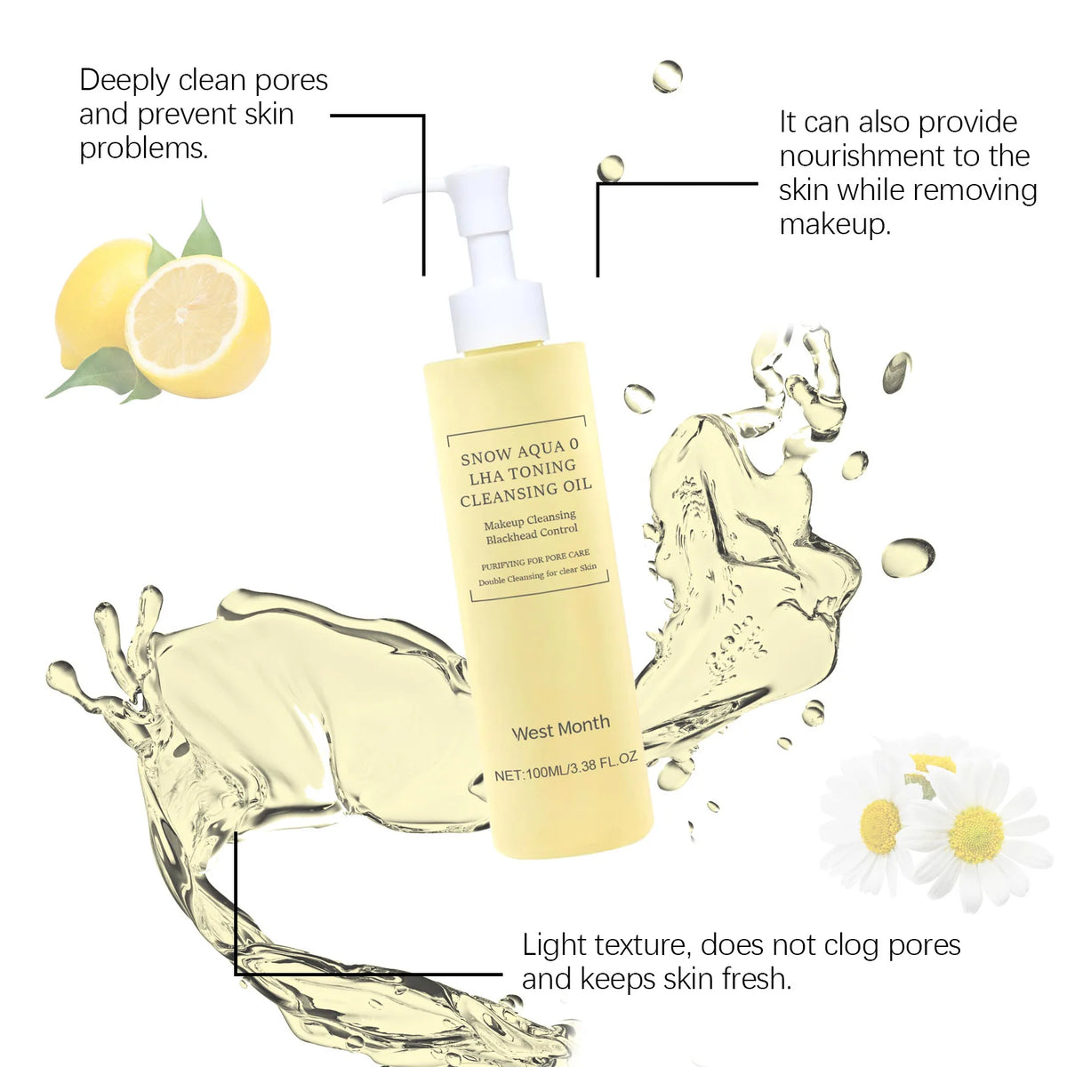 WEST MONTH Citrus Facial Cleansing Oil – Makeup Remover 100ml Facial Cleansing Oil SWANS