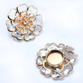 Rhinestone Floral Cufflink Brooch – Enamel Button Cover Brooch Cufflink SWANS Transparent