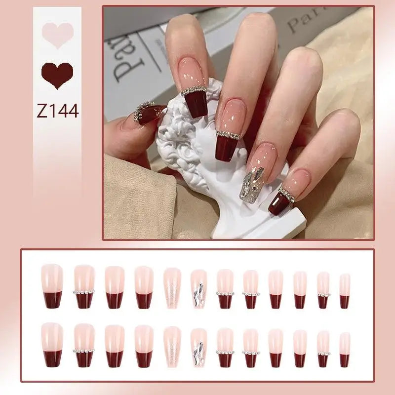 Press-On French Tip Acrylic Nails – 24pc Short Fake Nail Set