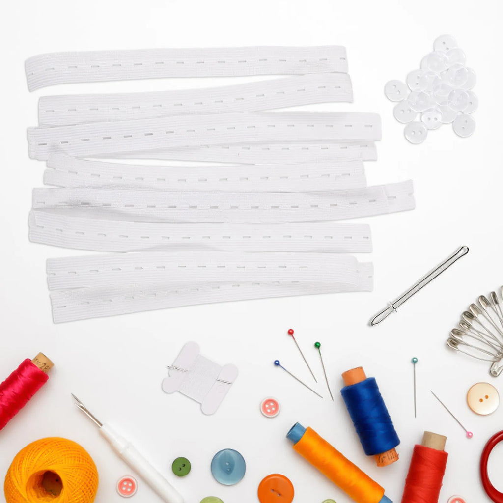 Adjustable Waist Tightener Kit – Elastic Band, Buttons & Threader Sewing Repair Kit SWANS