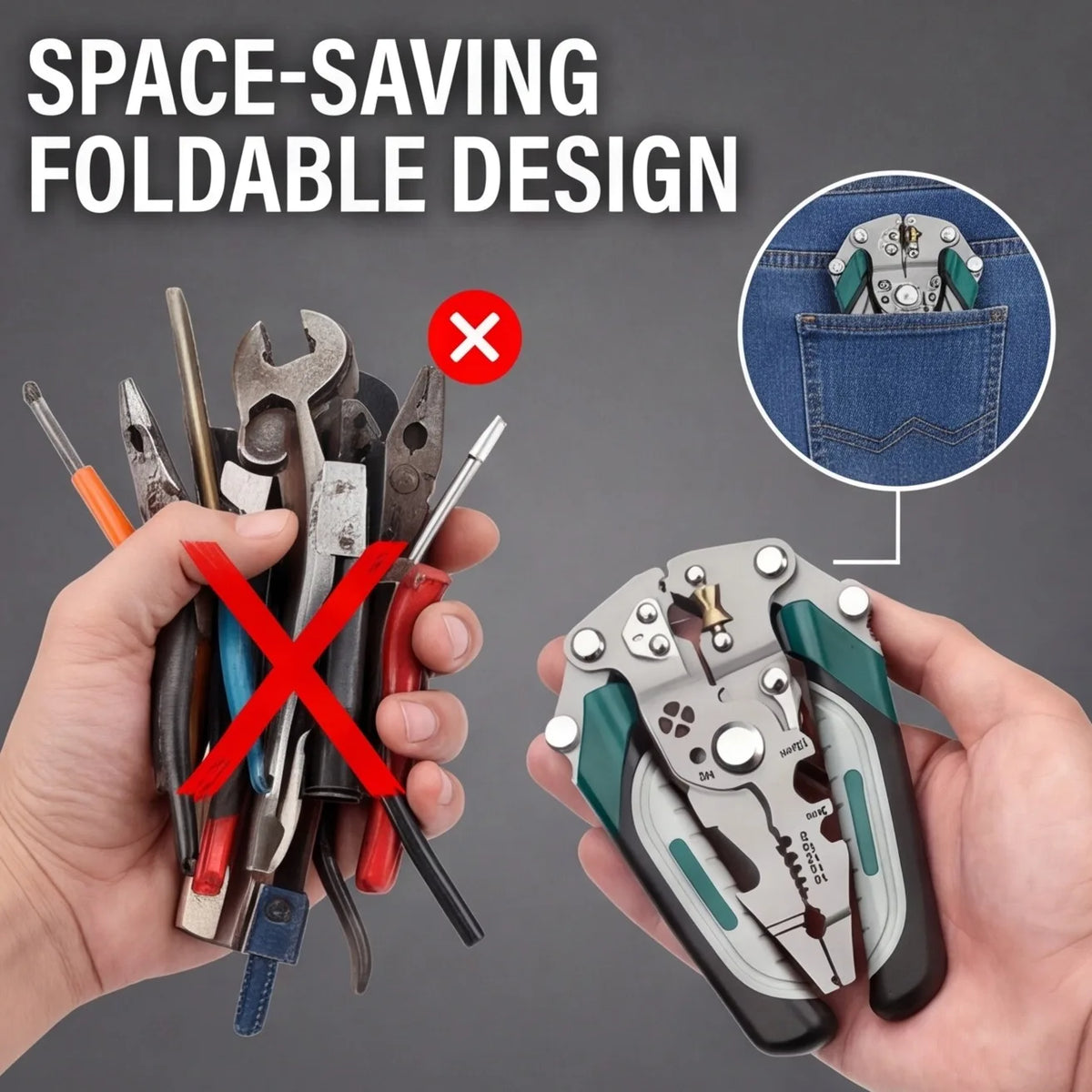 2-Pack Foldable Wire Stripper Pliers – Cutter & Crimper Tool Wire Stripper Pliers SWANS