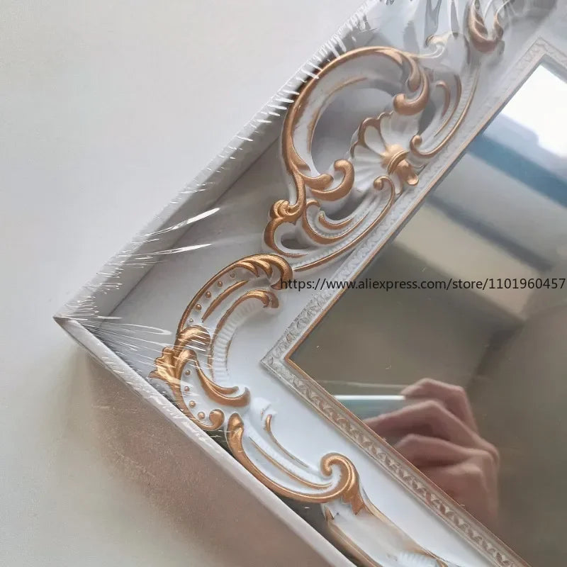 French Retro White Embossed Mirror Tray – Jewelry & Décor Decorative Storage Tray SWANS