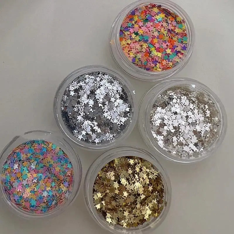 YOVIP Star Nail Glitter – 5-Color Resin Flakes for Nail Art Nail Art Glitter SWANS