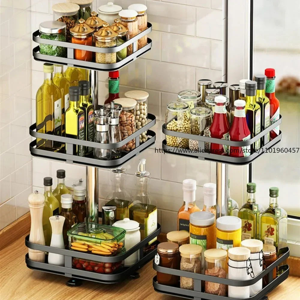SWANS 360° Rotating Spice Rack Kitchen Countertop Organizer Rotating Spice Rack SWANS