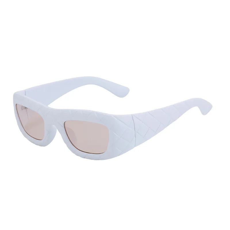 Y2K Big Frame Rhombus Sunglasses UV400 Punk Vintage Style Fashion Sunglasses SWANS White Champagne As the photo