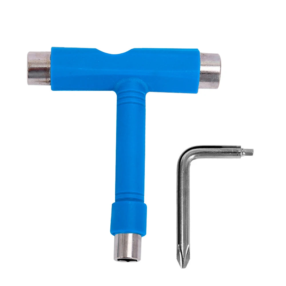 Skateboard T-Tool Multi-Function Wrench, Allen Key & Screwdriver Skateboard Tool SWANS Blue