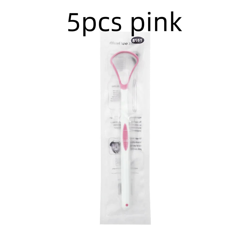 SWANS Silicone Tongue Scraper Brush – Fresh Breath Cleaner Tongue Scraper Brush SWANS 5pcs pink