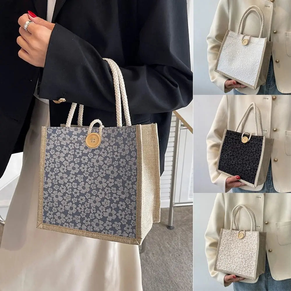 Linen Canvas Bucket Tote Bag – Chic Everyday Handbag Linen Tote Bag SWANS
