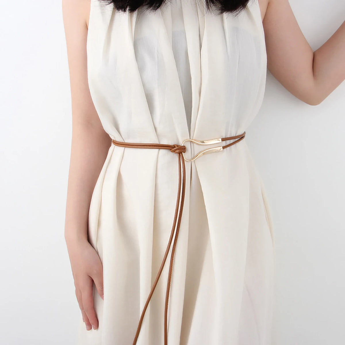 Women's PU Leather Knotted Thin Waist Belt – Decorative Girdle Women's Fashion Belt SWANS