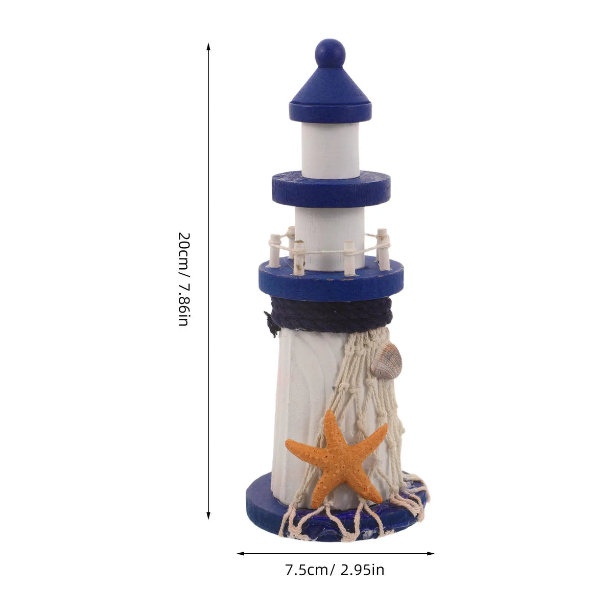 Wooden Lighthouse Tabletop Decor – Coastal Nautical Ornament Tabletop Lighthouse Ornament SWANS