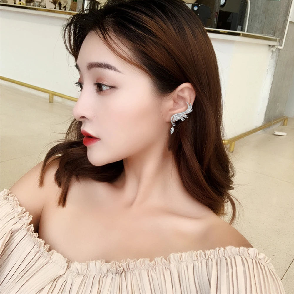 Rhinestone Wing Stud Earrings – Hypoallergenic Screw-Back Stud Earrings SWANS