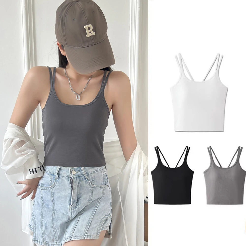 Women's Padded Camisole Tank Top – Seamless Bralette Vest Padded Camisole Top SWANS