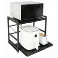 Expandable 2-Tier Microwave Rack Shelf with Hooks & Suction Cups Kitchen Shelf Rack SWANS black