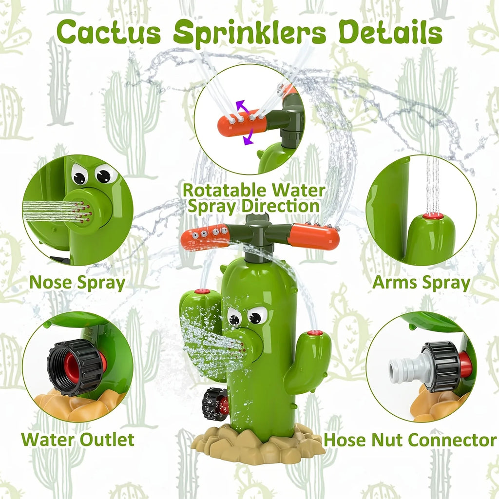 Kids Rotating Cactus Water Sprinkler Outdoor Garden Play Toy Outdoor Water Toy SWANS