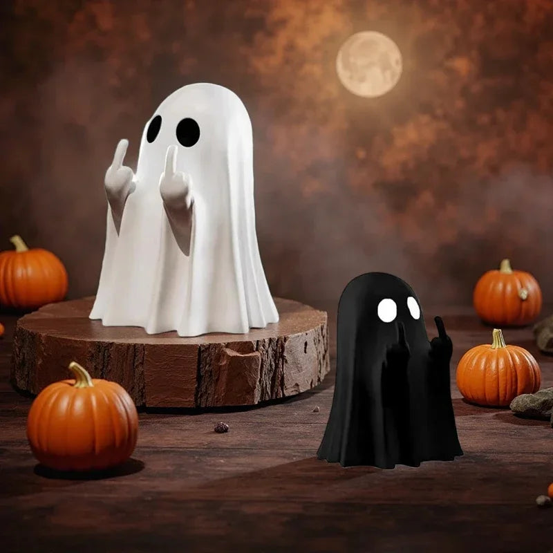 Middle Finger Ghost Statue – Funny Halloween Decor Figurine Halloween Figurine SWANS