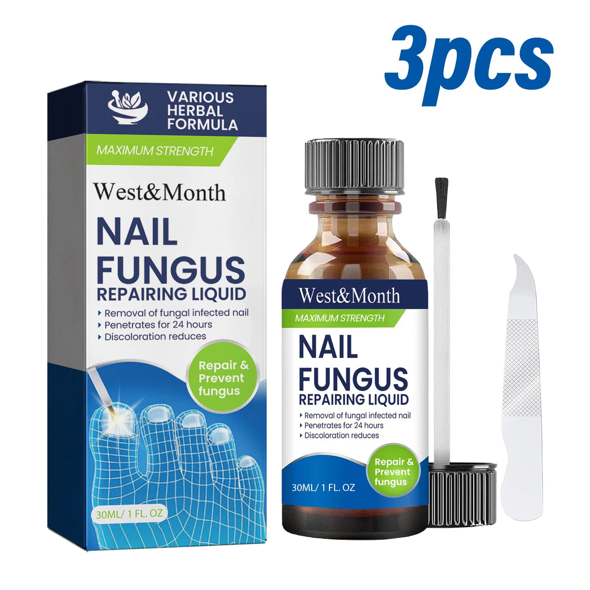 Herbal Nail Repair Liquid – Strengthens & Restores Nails Nail Treatment Liquid SWANS 3pcs