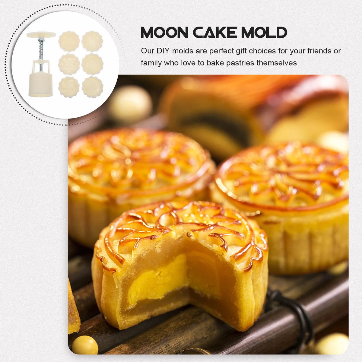 ROSENICE Moon Cake Mold Set – 6 Flower Pattern Press Stamps Baking Mold Set SWANS