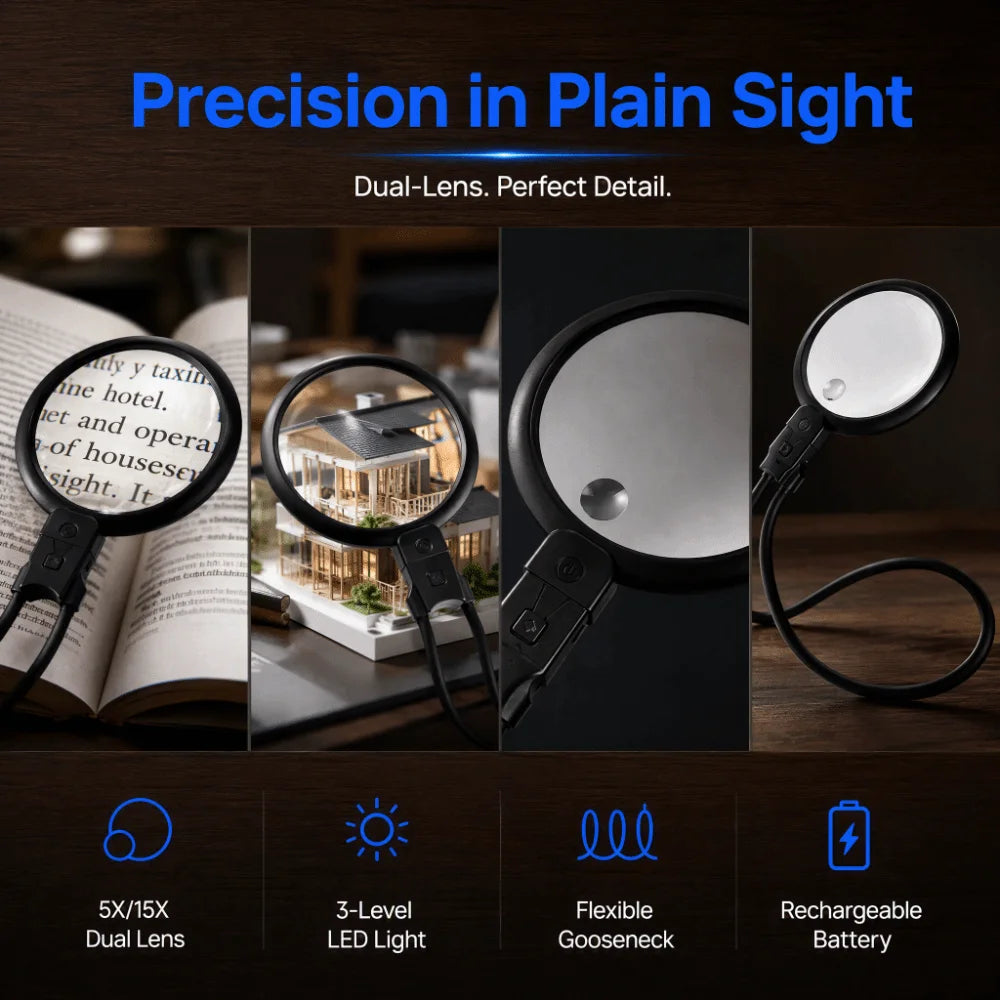 SWANS Hands-Free LED Neck Magnifier 5X 15X – 36 LED Lights LED Neck Magnifier SWANS