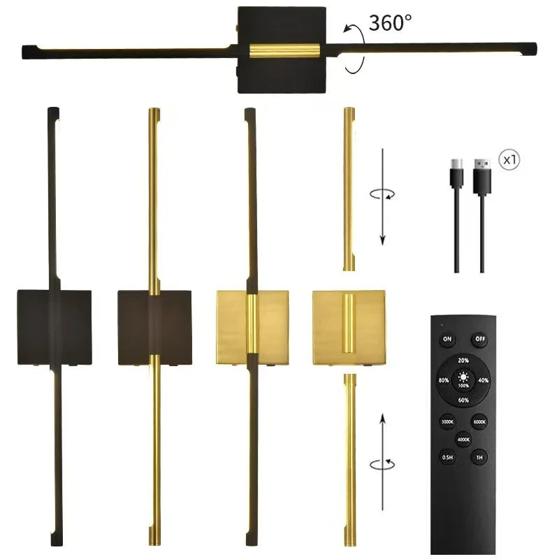 360° Rotatable Rechargeable LED Wall Sconce | Dimmable LED Wall Sconce SWANS