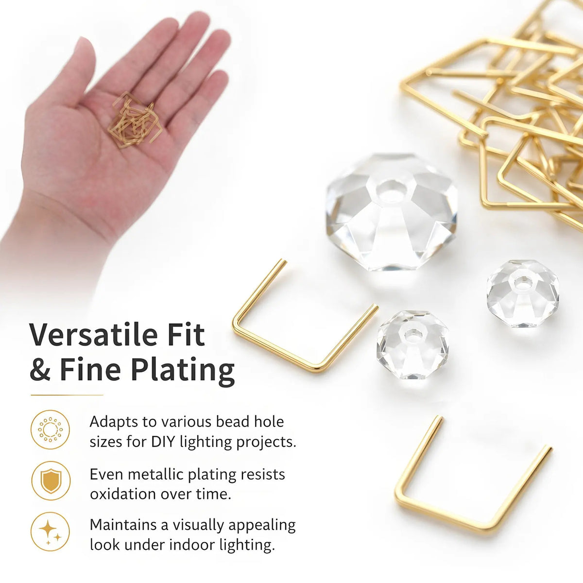350-Pack Golden Crystal Chandelier Bead Connectors & Curtain Clips Jewelry Bead Connectors SWANS