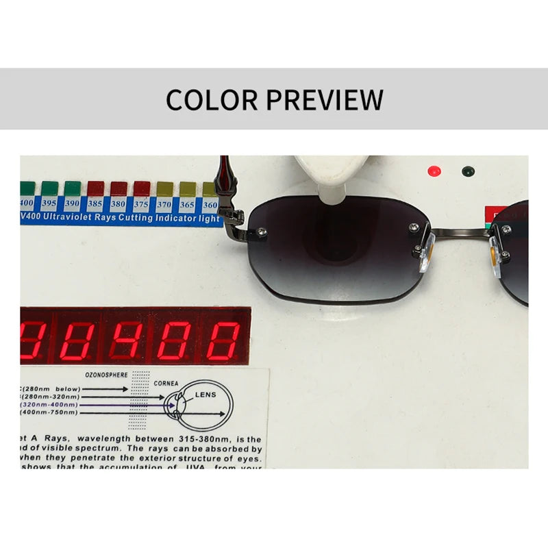 TOYEARN Rimless Y2K Sunglasses UV400 Unisex Metal Punk Shades Fashion Sunglasses SWANS