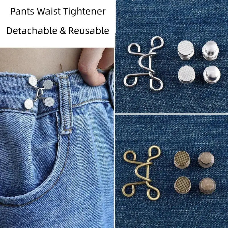 No-Sew Jeans Waist Tightener Button Pins – 2/4/8 Sets Waist Adjuster Pins SWANS