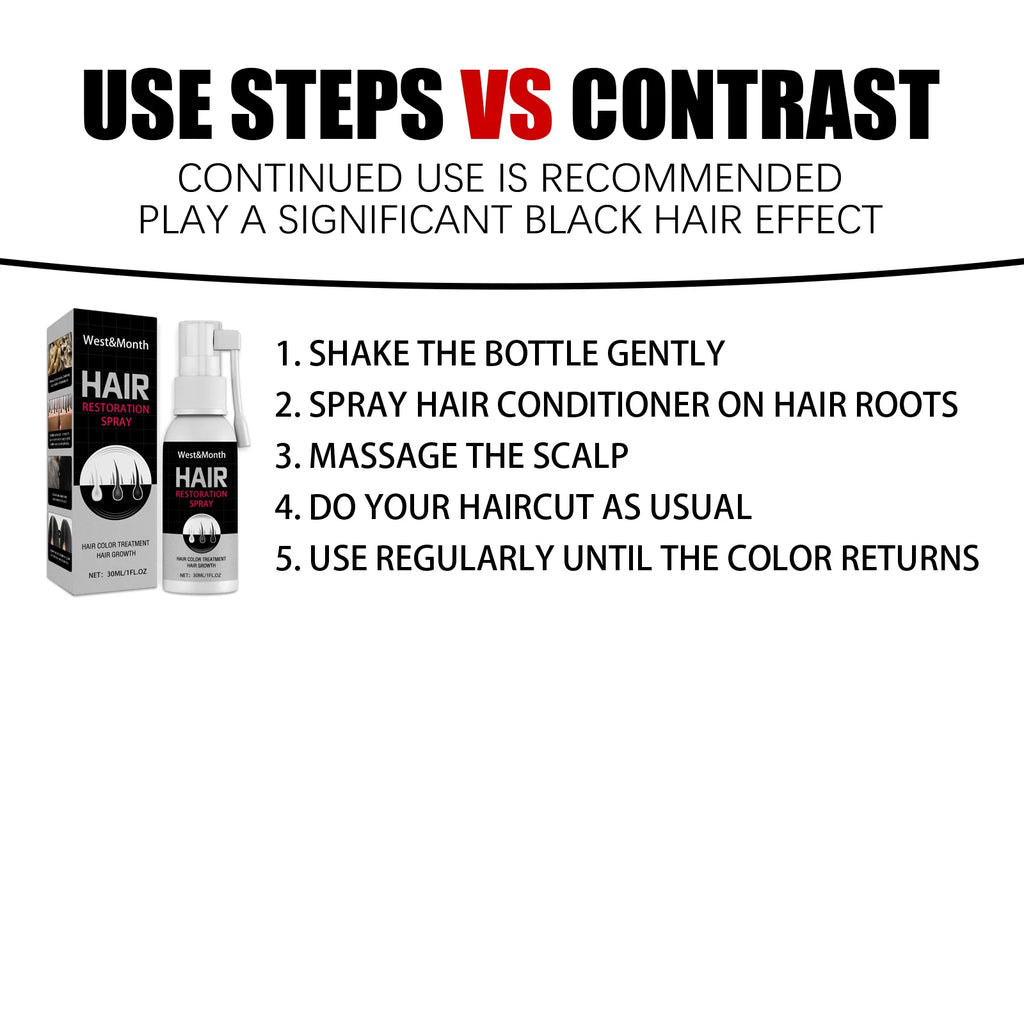 WEST MONTH Natural Black Hair Restore Spray Serum 30ml Hair Treatment Spray SWANS