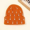 Rhinestone Knit Beanie – Double Layer Acrylic Winter Hat Knit Winter Beanie SWANS Orange