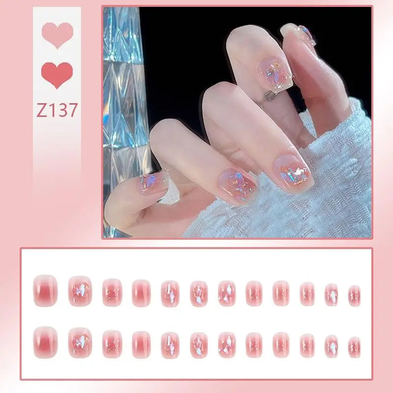 Press On Acrylic Nails – 24pc French Tip Fake Nail Set & Glue