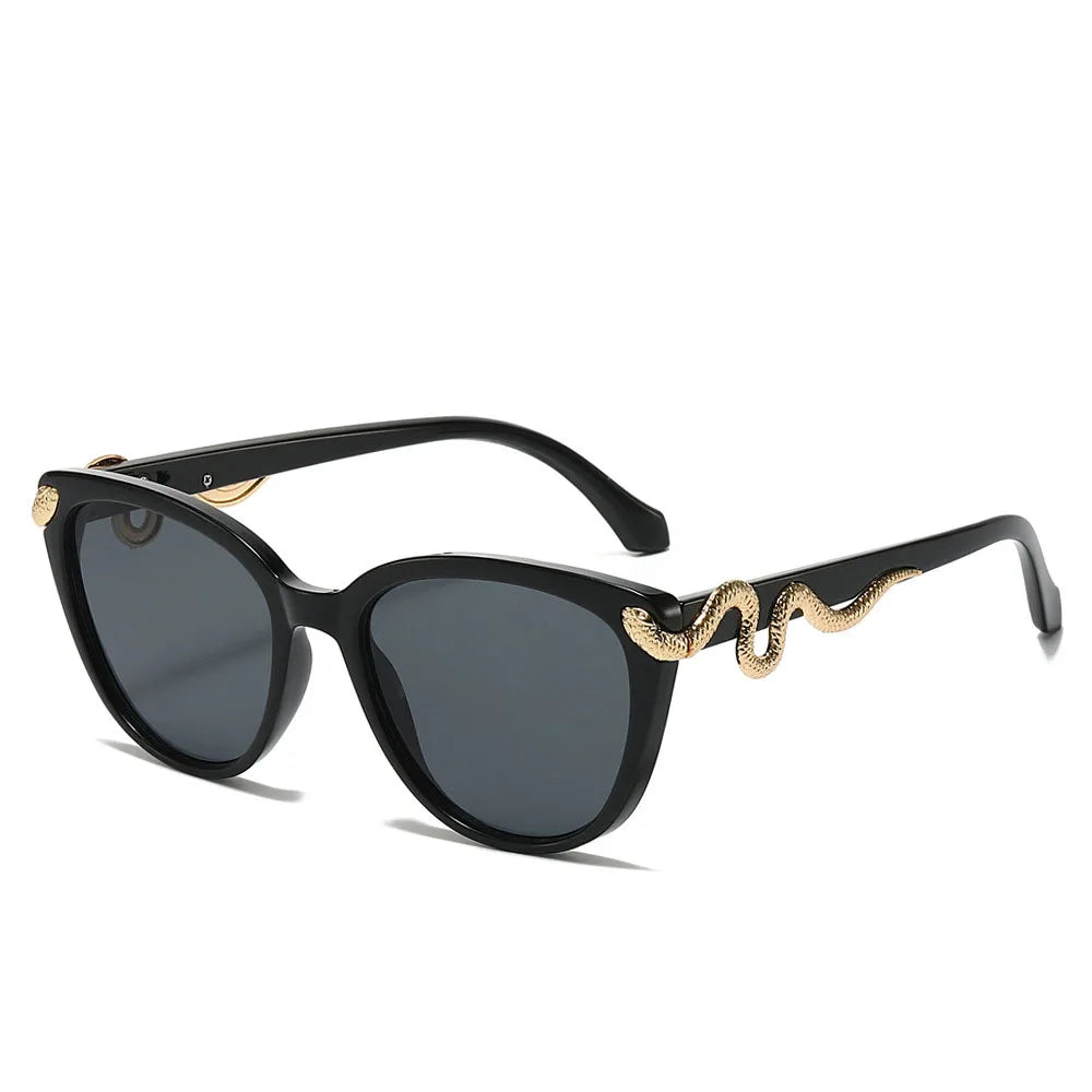 Y2K Cat Eye Sunglasses Gold Snake UV400 Gradient Shades Cat Eye Sunglasses SWANS Black Black